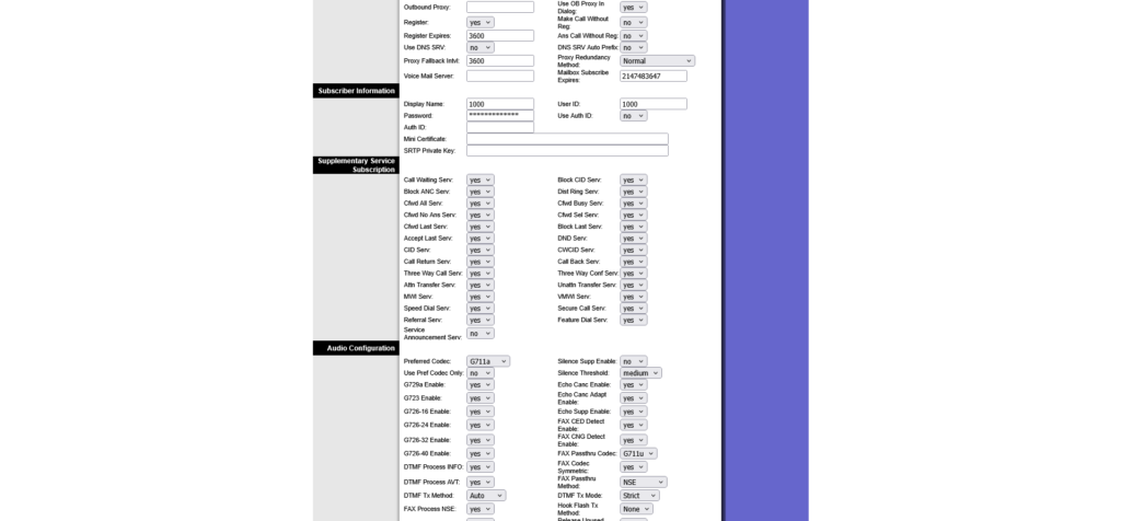 Configure a Linksys PAP2T - account and other settings under line 1