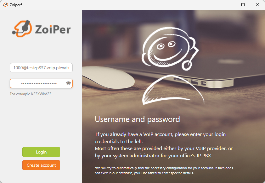 Connecting Zoiper Desktop to Plexatalk